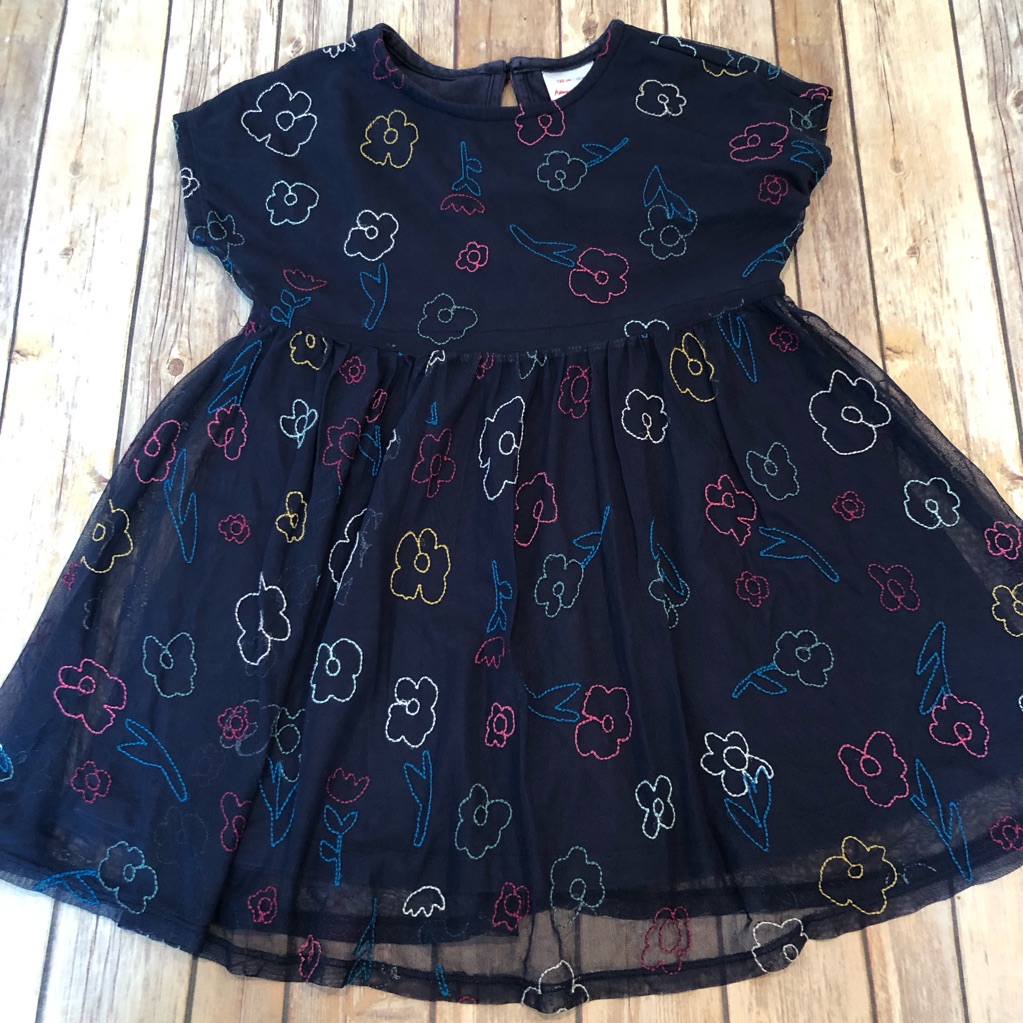 Hanna Navy Floral Tulle Tunic Dress